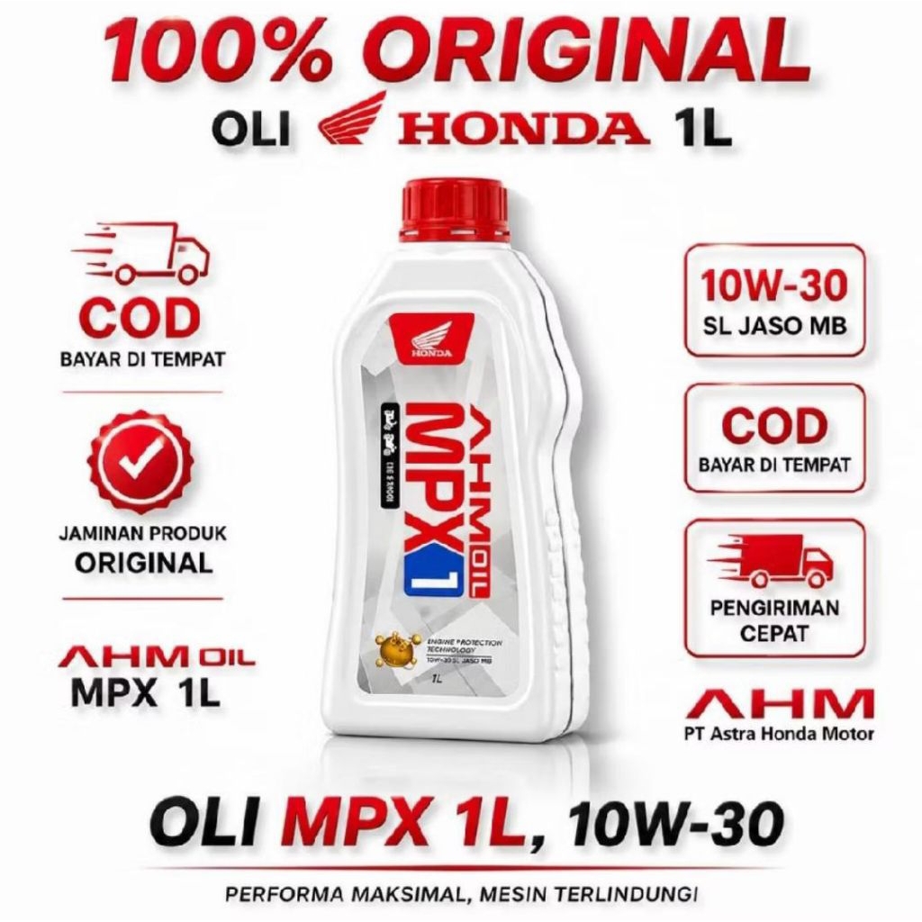 Oli Motor MPX1 AHM 1L SAE 10W-30 1000ML Asli Original