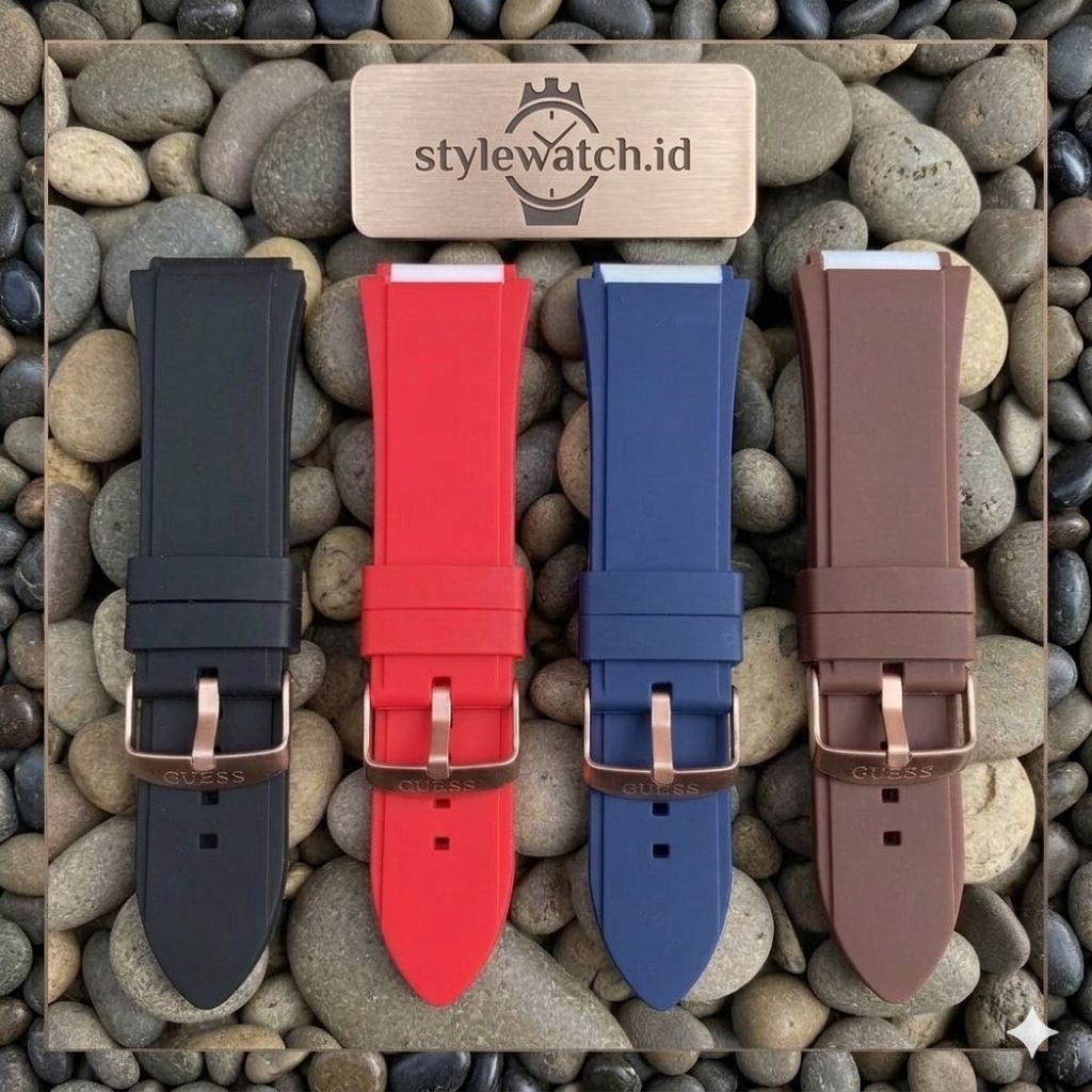 Rubber Tali Jam Guess  W0247G3 W0040G3 W0040G7 Biru Size 22mm Strap For Guess Rigor