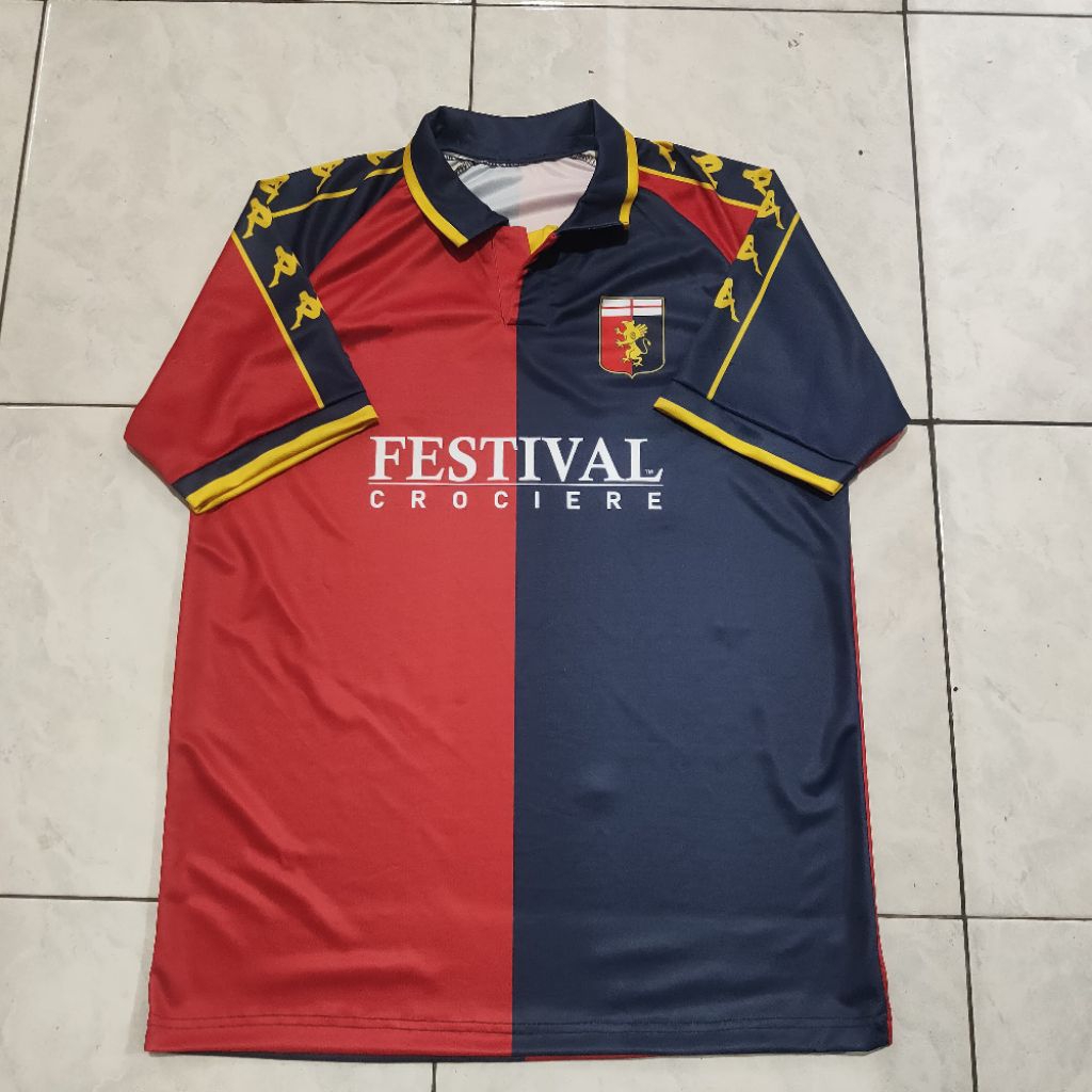 Jersey Genoa home vintage 19999 lengan pendek Jersey Kappa /Jersey olahraga outdoor jogging futsal