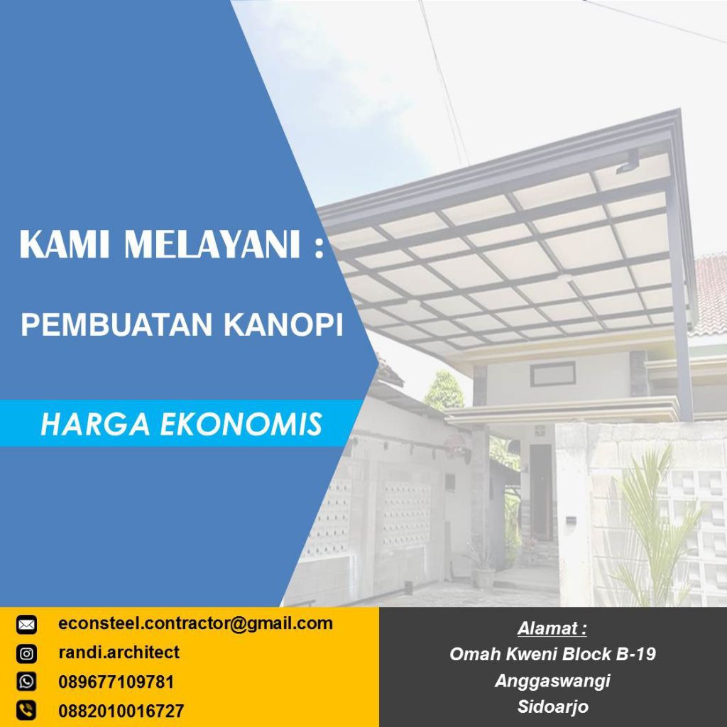 Kanopi Rumah Spandek 0.25 Rangka Baja Ringan 0.75 Modern Minimalis