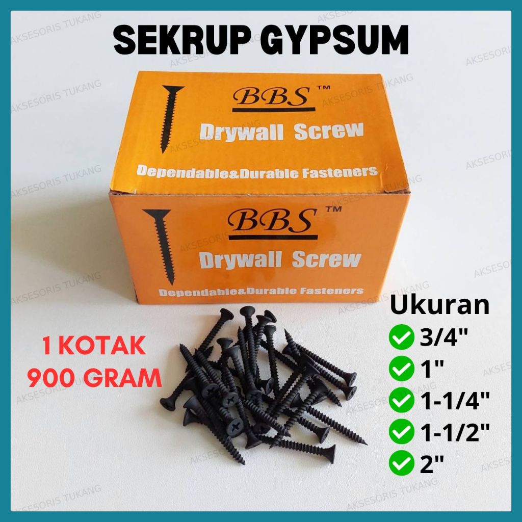 Sekrup Gypsum Baja Baut Skrup Gipsum Kayu Drywall 900 Gram 1 Kotak