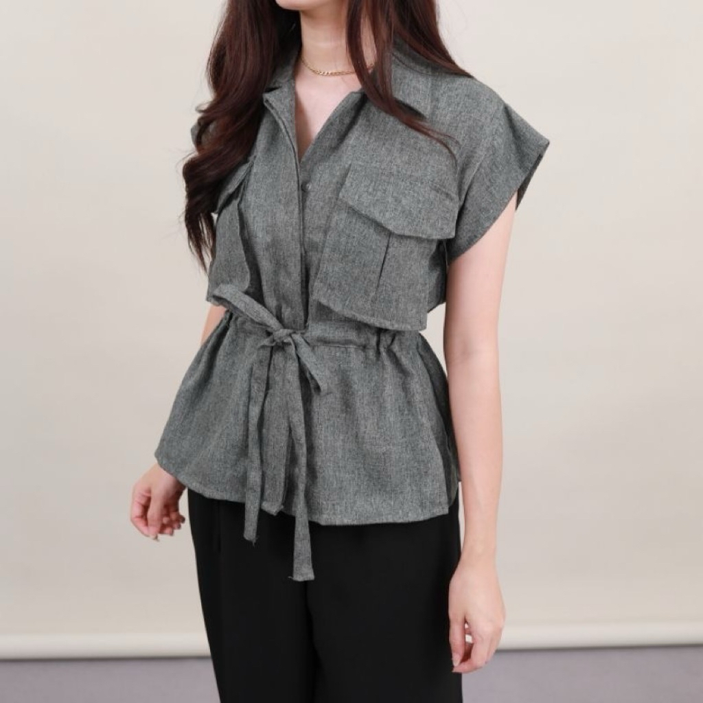 Outer Lengan Pendek - Abu Tua Jumbo Lembut Anti Kusut