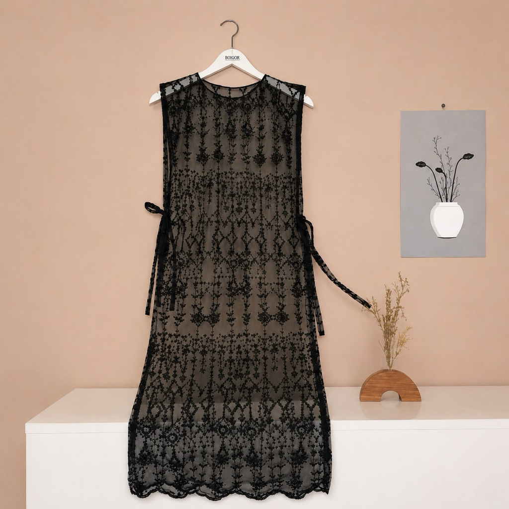 Cardigan long vest tule/outer brokat terbaru kekinian