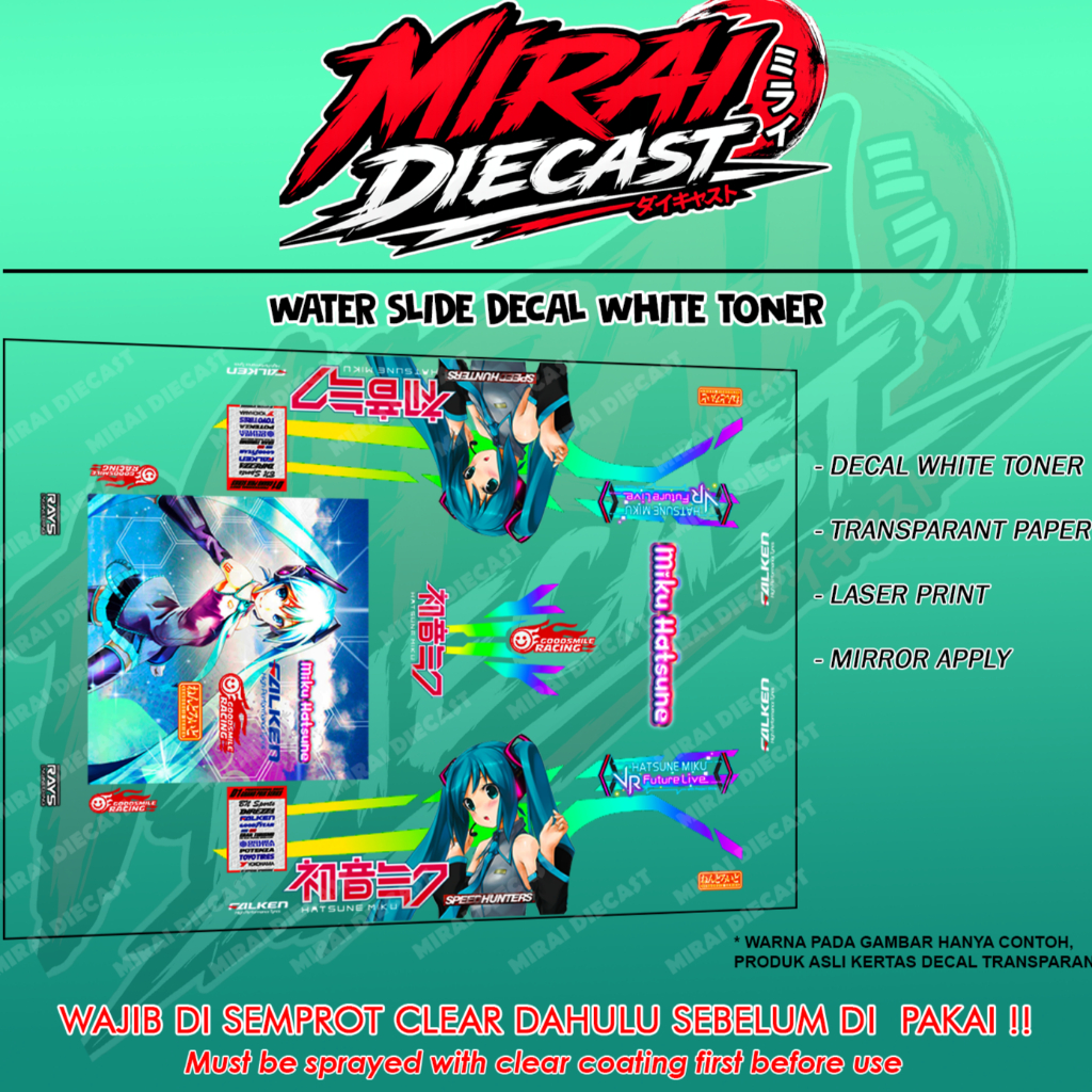 Decal Hot wheels itasha Hatsune Miku 1