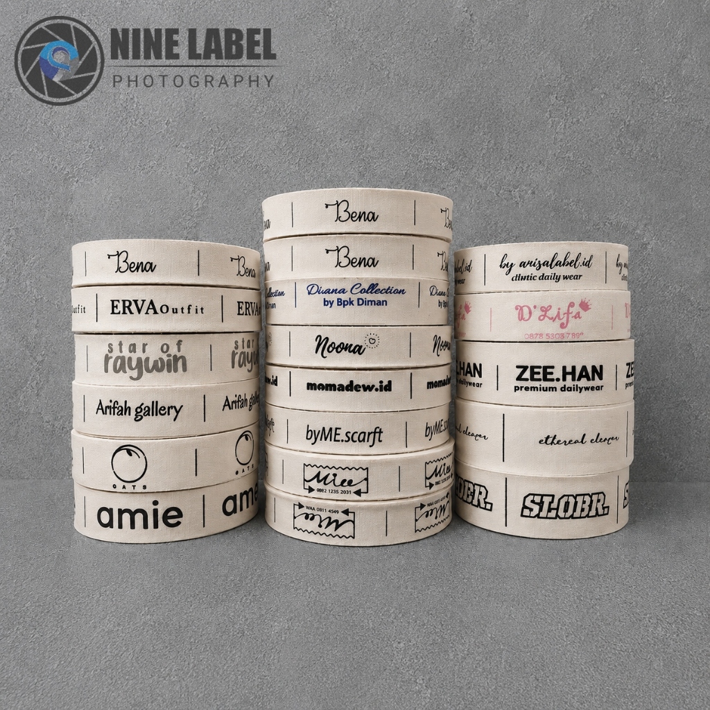 100pcs label katun premium label baju label hijab custom bahan halus lembut