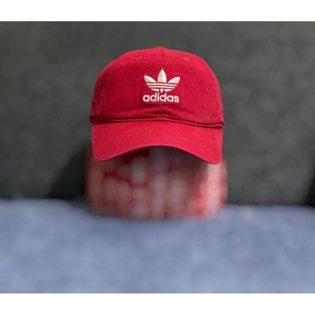 Topi Adidas Originals Adicolor Classic Trefoil Baseball Cap Red Original second
