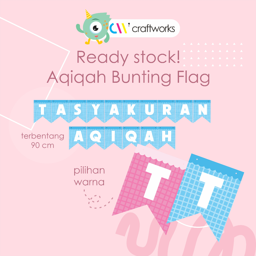 READY STOCK - MINI FLAG AQIQAH DEKORASI BENDERA BAYI 40 HARI TASYAKURAN AQIQAH