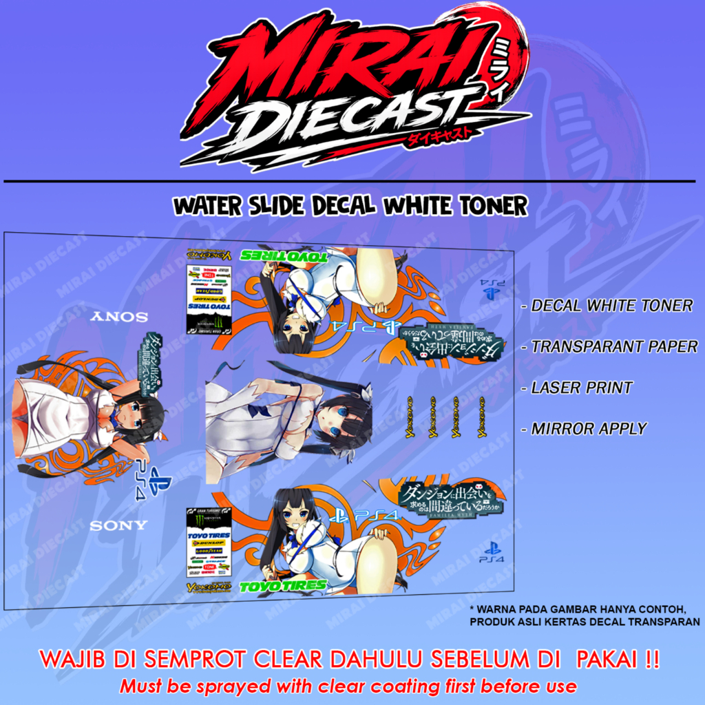 Decal diecast 1:64 itasha hestia WHITE TONER