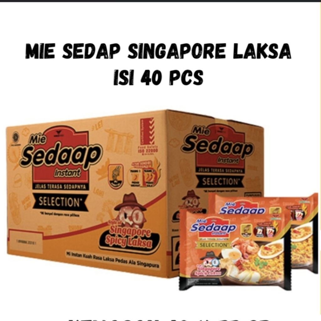 Mie sedap instan singapore spicy laksa Bag 83g (1Dus isi 40 Pcs)