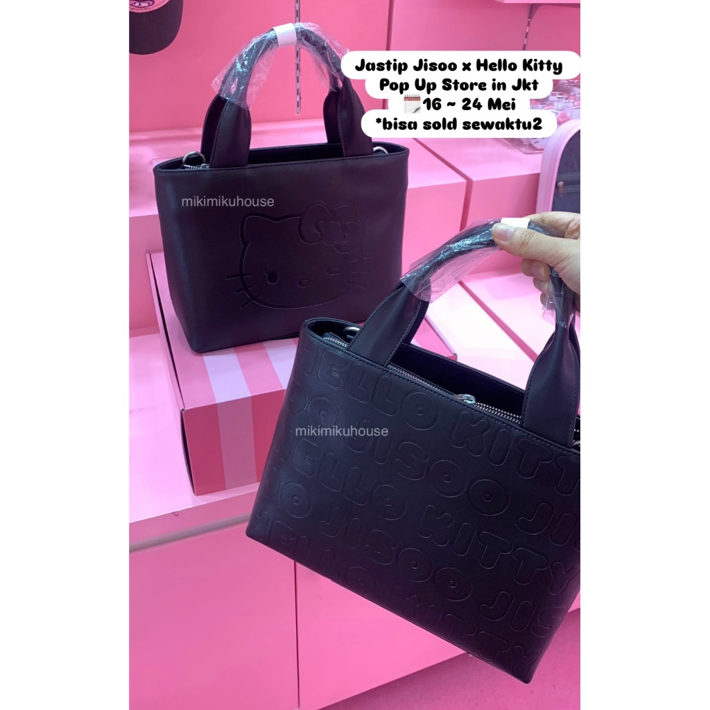 READY JISOO x HELLO KITTY LEATHER TOTE BAG TAS JISOO HELLO KITTY OFFICIAL MERCHANDISE MD POP UP STOR