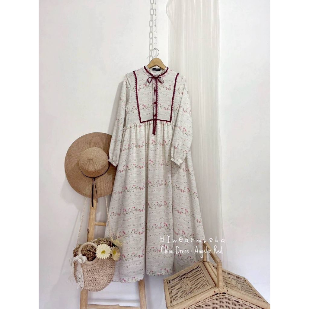 Gamis Motif Bunga Vintage Korean Style | Chloe Dress