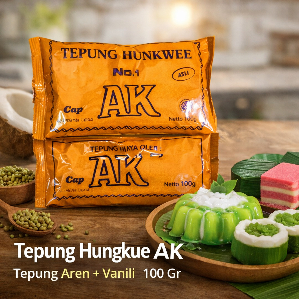 AK Tepung Hunkwe | Hunkwee AK Asli | Hungkue AK |  Per Pcs +/- 100Gram | Tepung Aren + Vanili