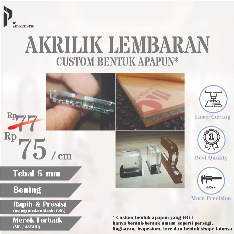CUSTOM AKRILIK 5mm / AKRILIK KUSTOM 5 MM / AKRILIK CUSTOM 5 mm / LEMBARAN ACRYLIC BENING 5MM / CLEAR