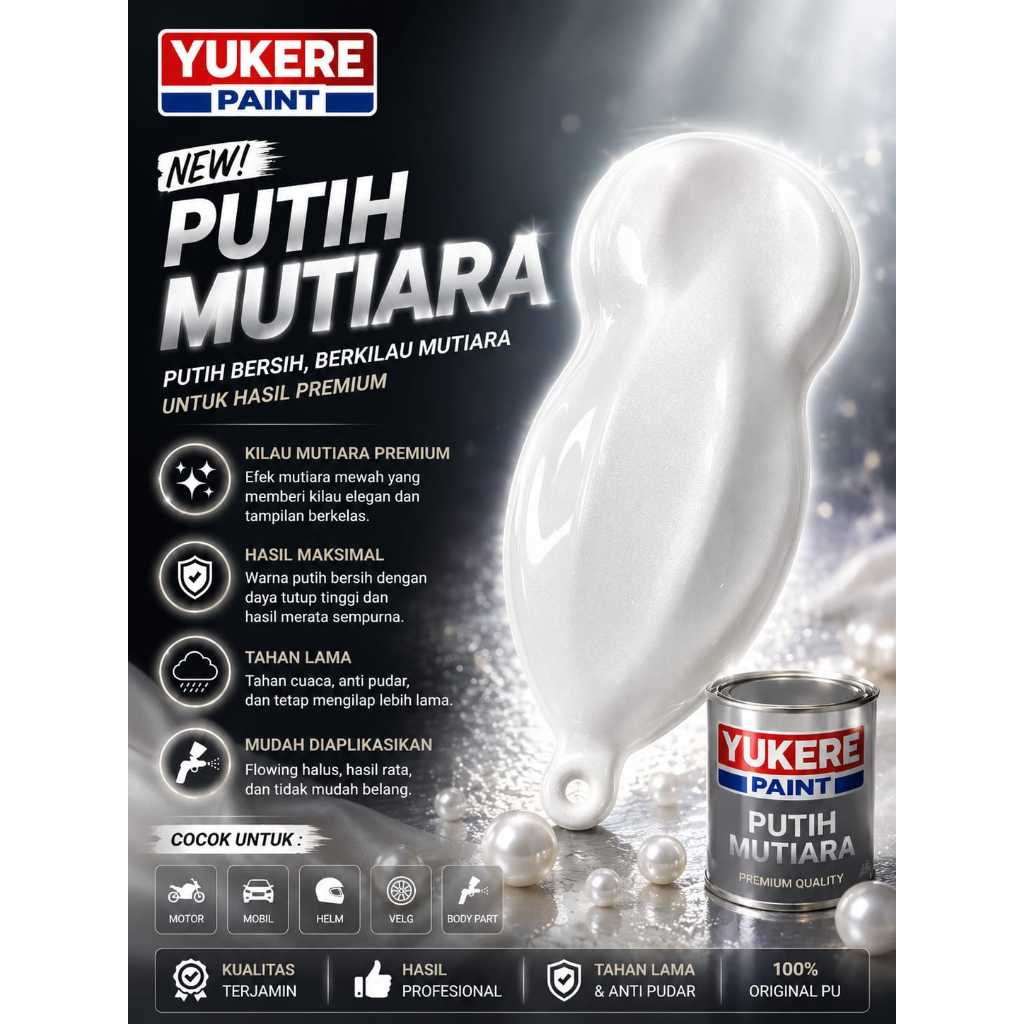 cat putih mutiara pu/cat lembayung putih bahan pu 250ml