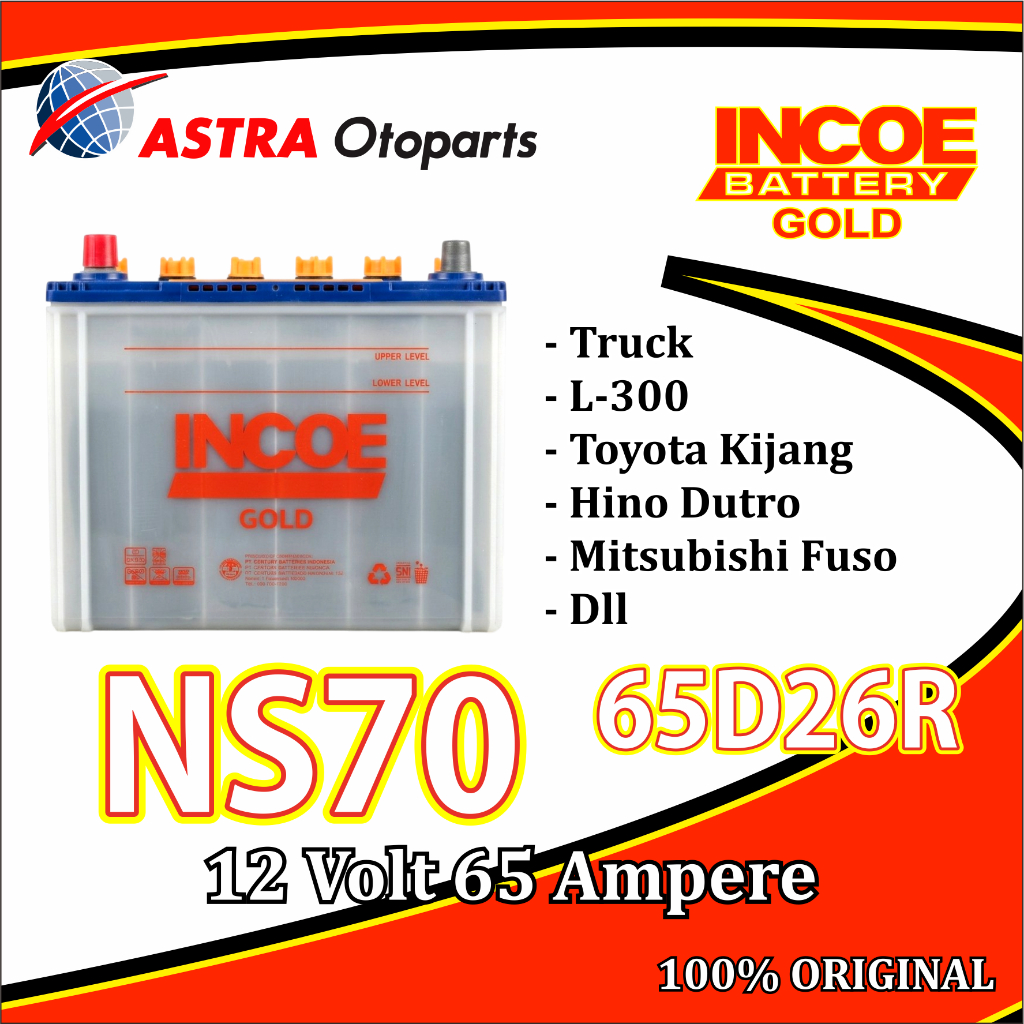 Incoe Gold NS70 / 65D26R 12V 65Ah Aki Mobil Original - Aki Truck, L300