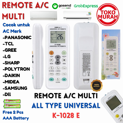 Remote AC Multi Universal All Type K-1028E GREE/DAIKIN/LG/POLYTRON/SHARP/DAIKIN/SAMSUNG/DLL