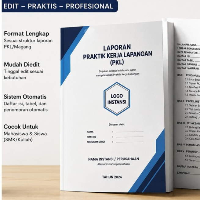 Template Laporan PKL atau Magang Full Version Format (.Docx)
