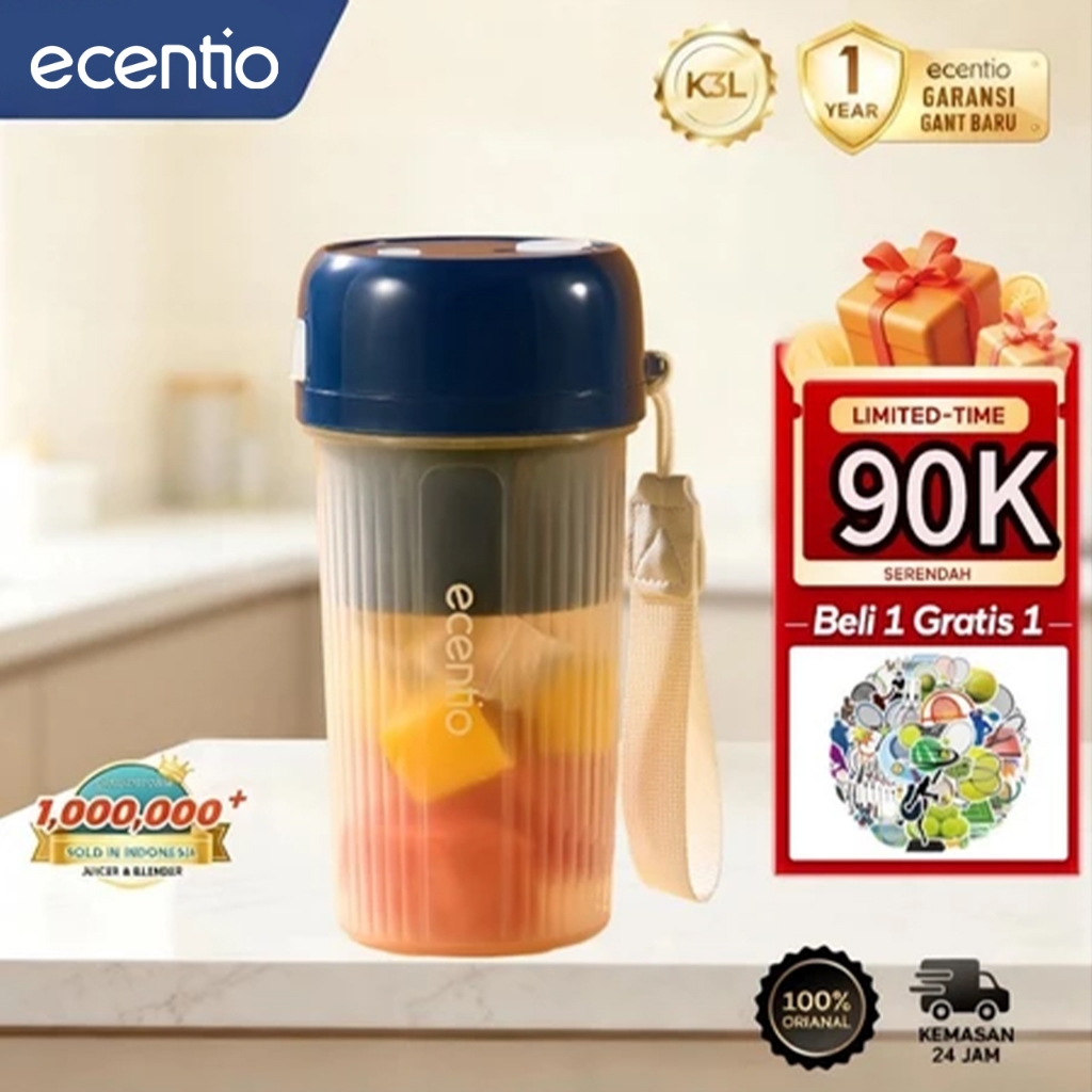 ecentio Juicer Mini portable Blender 12 mata pisau Pembuat Jus Juicer Chopper kecil kapsul  buah tan