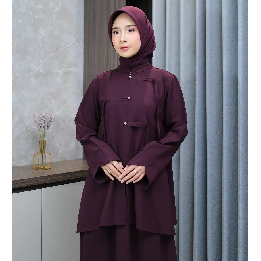 Naura Setelan Rok Wanita Muslim Premium Anti UV Style Cheongsam