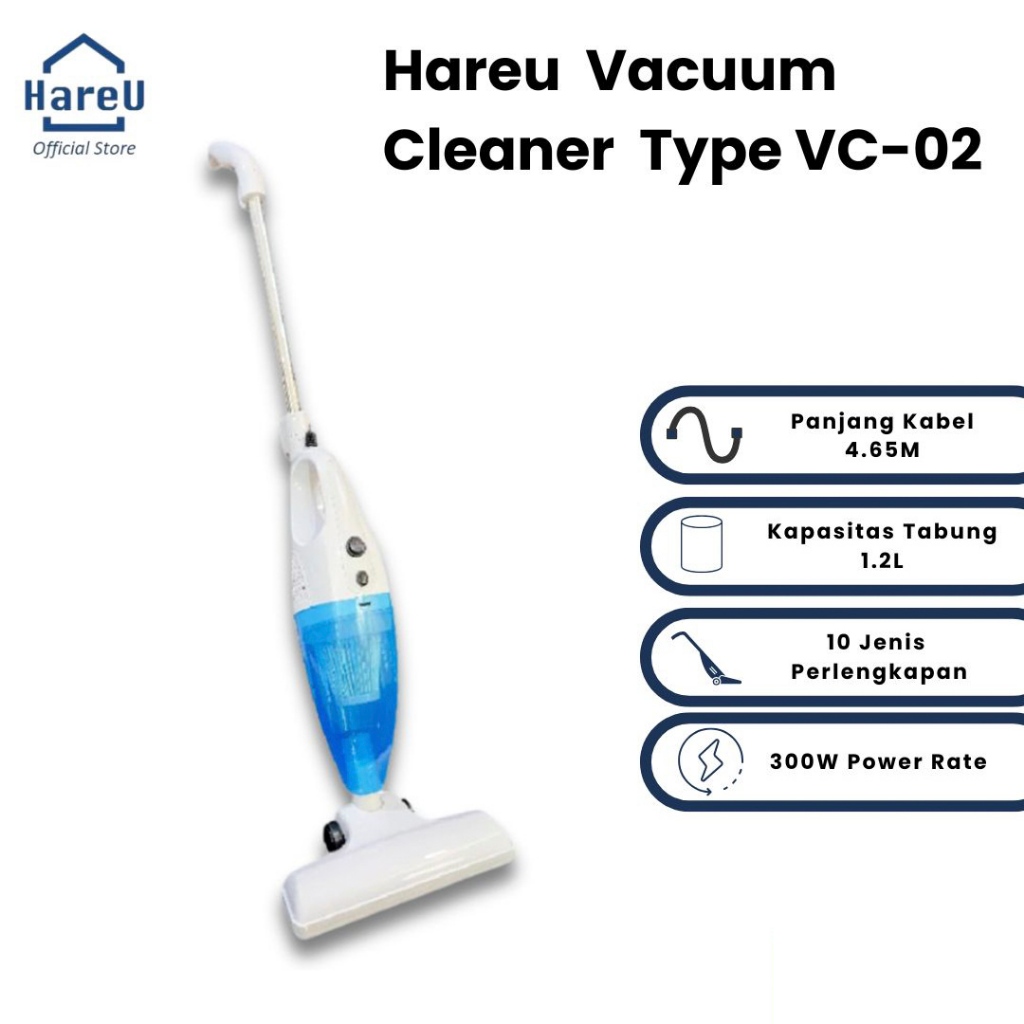 HareU Vacum Cleaner 2IN1 Penyedot Debu Lantai Ruangan Rumah Kamar Law Watt VC-02