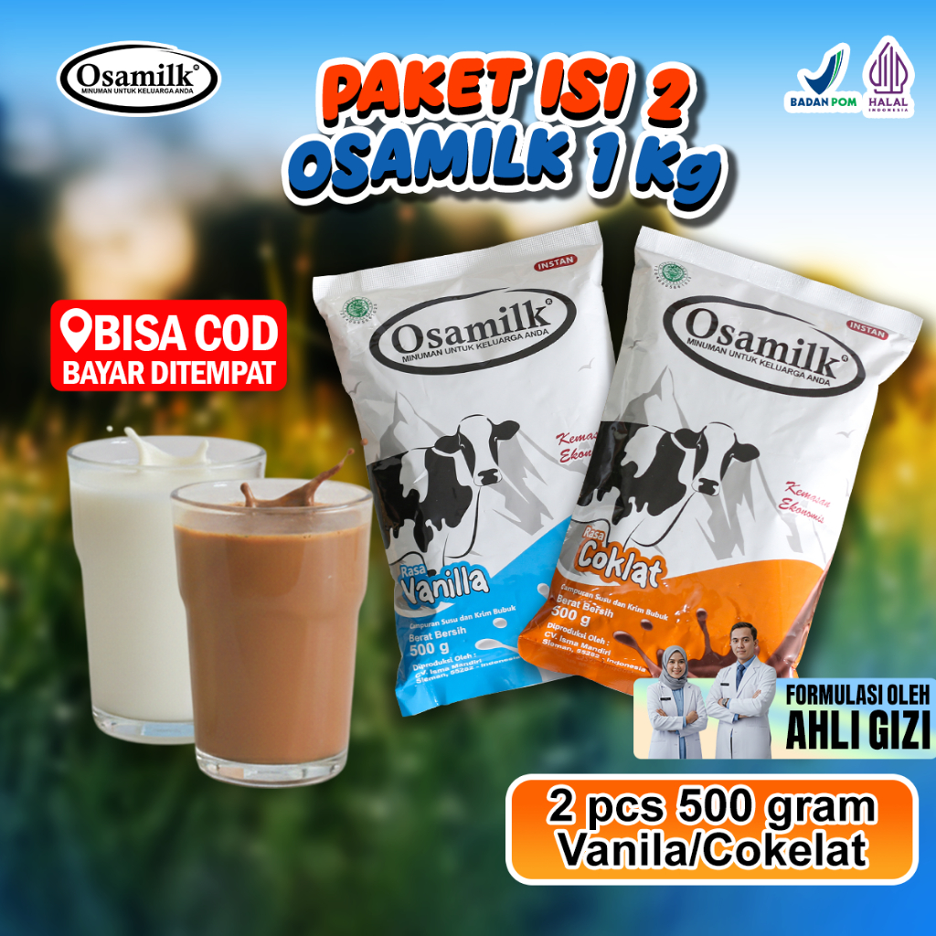 OSAMILK 1kg Paket Hemat (2x500gr) – Susu Penambah Berat Badan Praktis