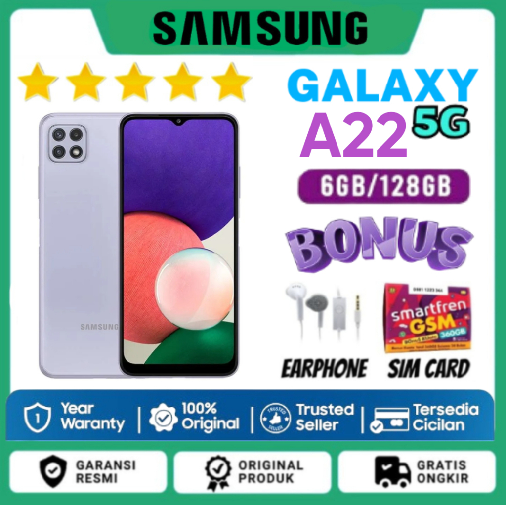 HP SAMSUNG A22 5G 6GB/128GB GARANSI RESMI DAN EXTRA BONUS
