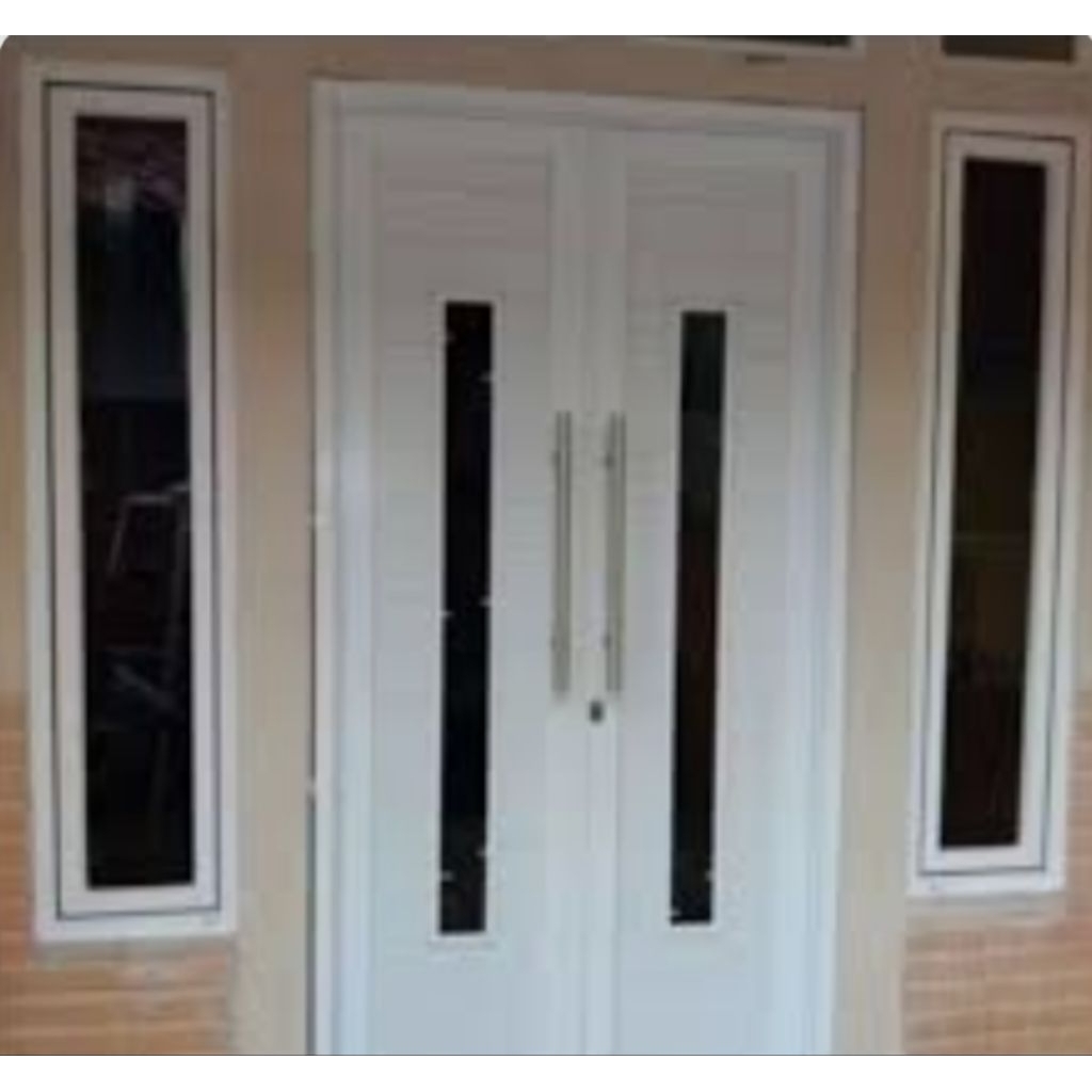 satu set pintu dan jendela,isian pintu spandrel double,kusen 3 in,kaca 5mm,full set tinggal pasang.