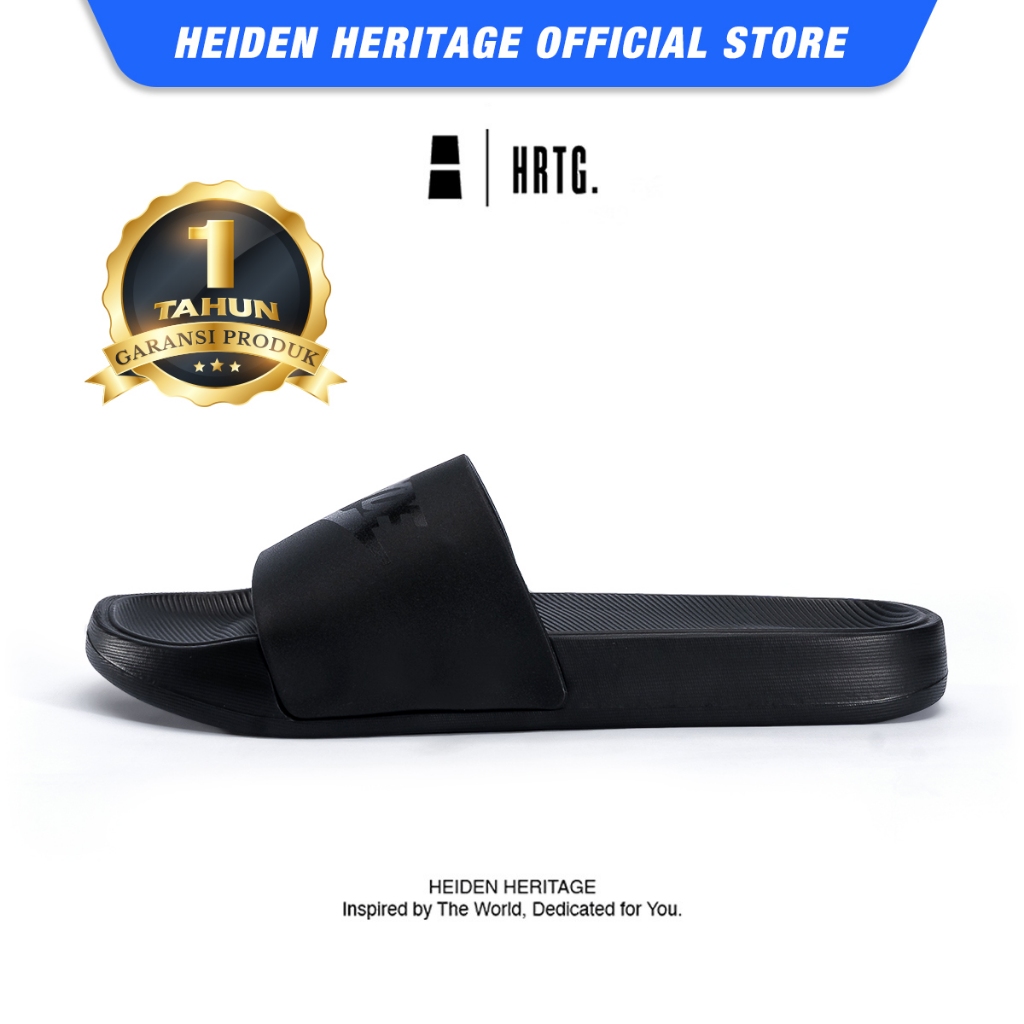 HEIDEN HERITAGE [HRTG] - HRTG AERO SLIDES - FULL BLACK Sandal Slides Pria Dewasa Lebaran