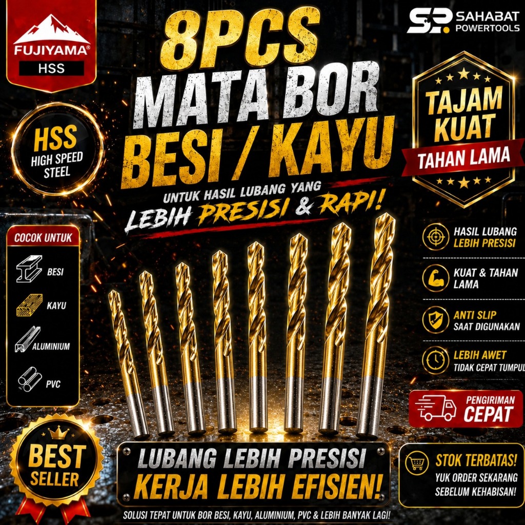dijamin TAJAM HSS YUKIDO MATA BOR KAYU SET 8PCS 3 -10MM AUGER BIT FL YUKIDO Mata Bor Kayu mata bor t