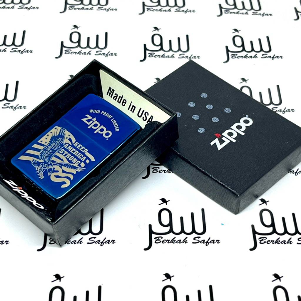 Korek Zippo Blue Sapphire Keep Strong America High Polish Original