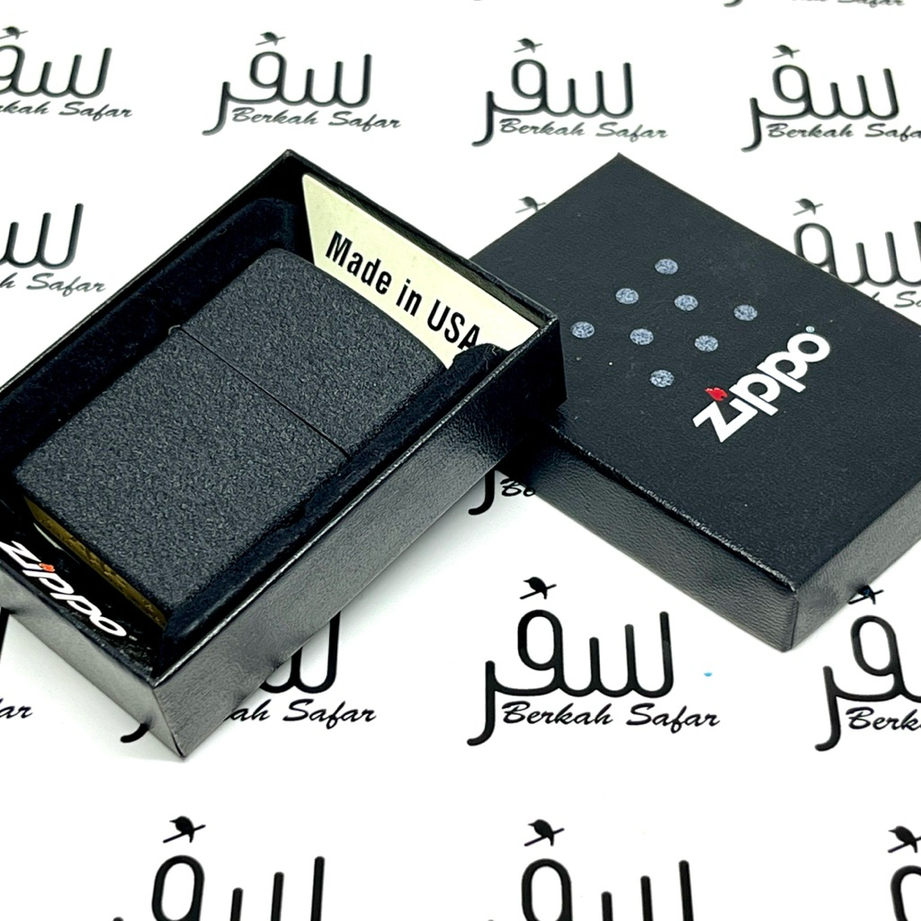 Korek Zippo Hitam Matte Black Crackle Windproof Original