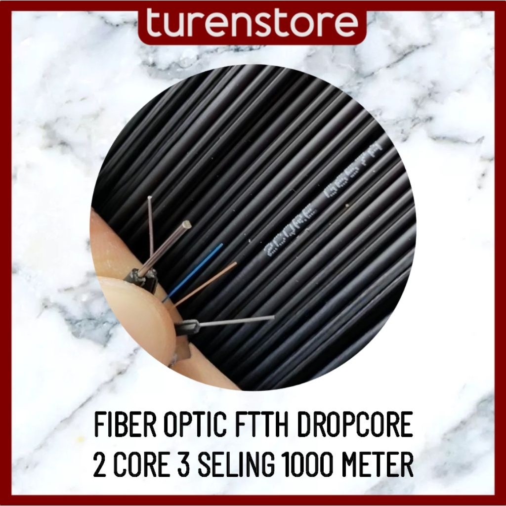 Kabel Fiber Optic 2 CORE 3 SELING 1000M FTTH Dropcore Cable 1KM Fiber Optik