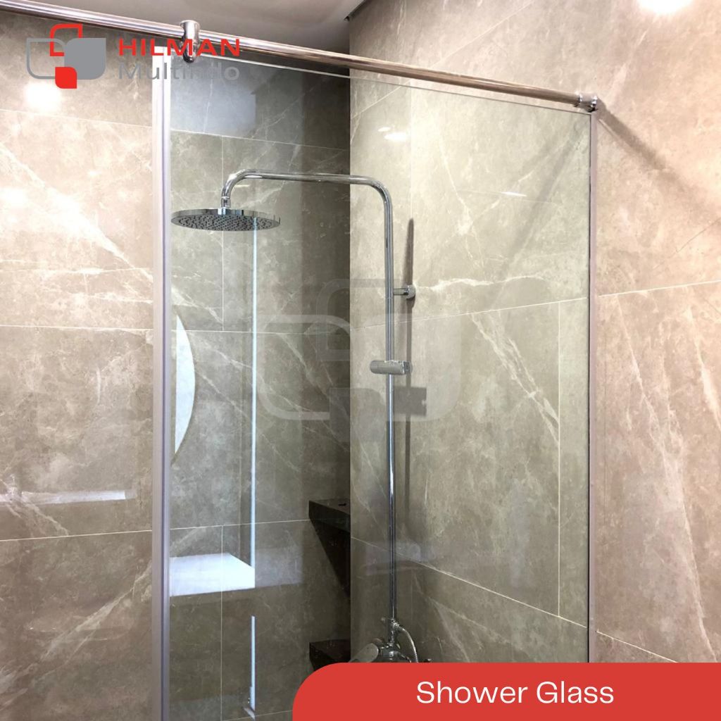 Partisi Kaca Shower & Pipa Stainless - Tempered Glass 10 mm