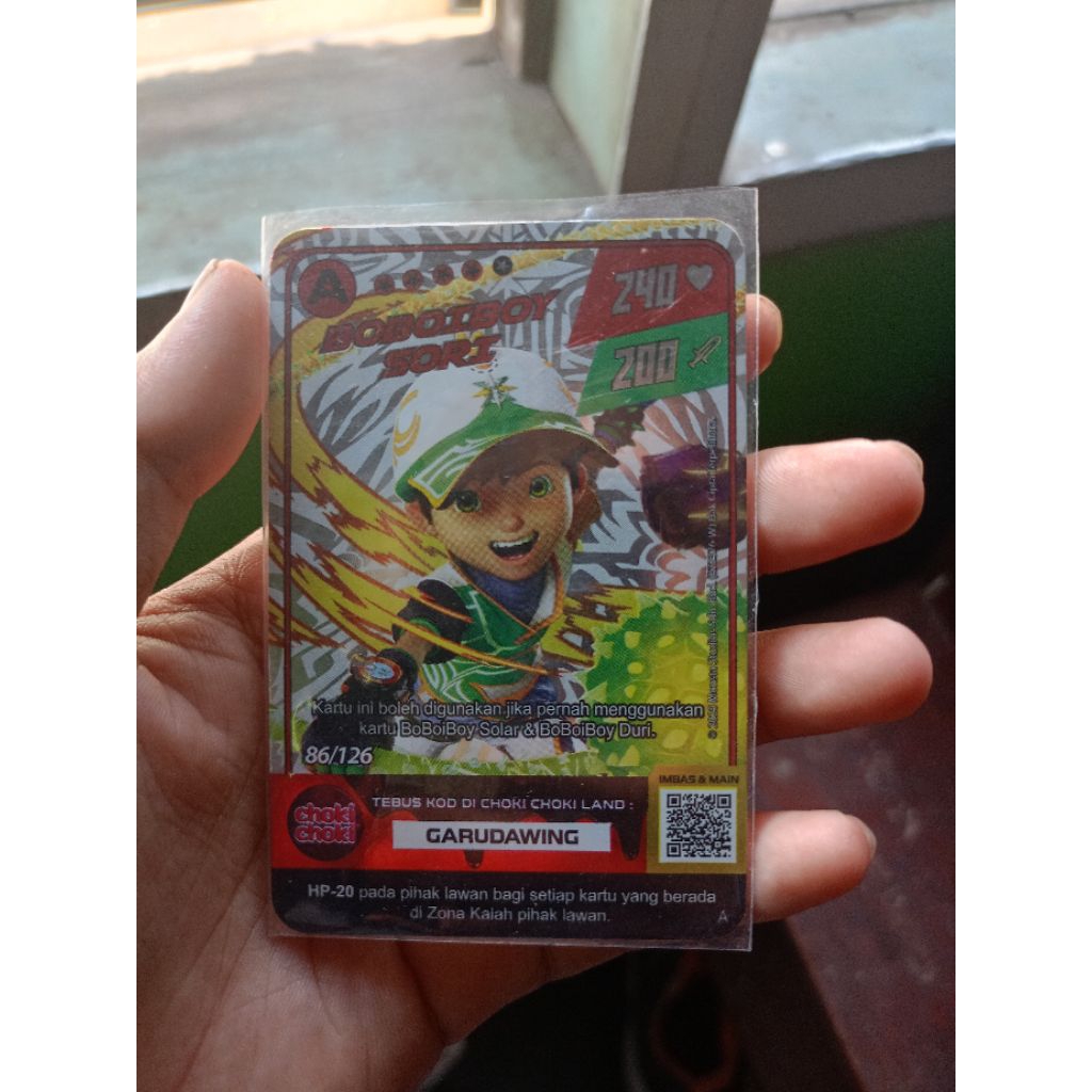 1 Kartu Hologram Boboiboy Galaxy Choki Choki, Boboiboy Sori