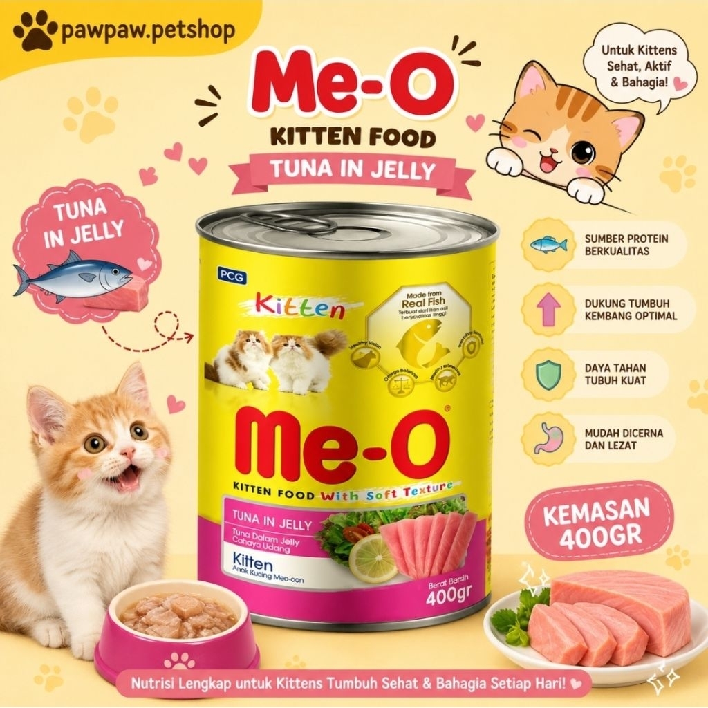 meo kitten tuna wet food 400gr, makanan basah kucing, makanan basah, wet food, meo tuna, meo kitten,