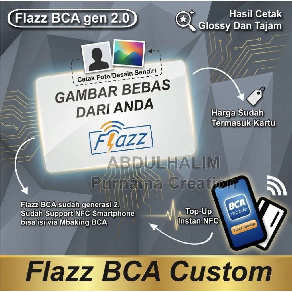 Flazz BCA gen 2 Custom Flazz cetak 1 sisi / 2 sisi Gambar Bebas bisa NFC