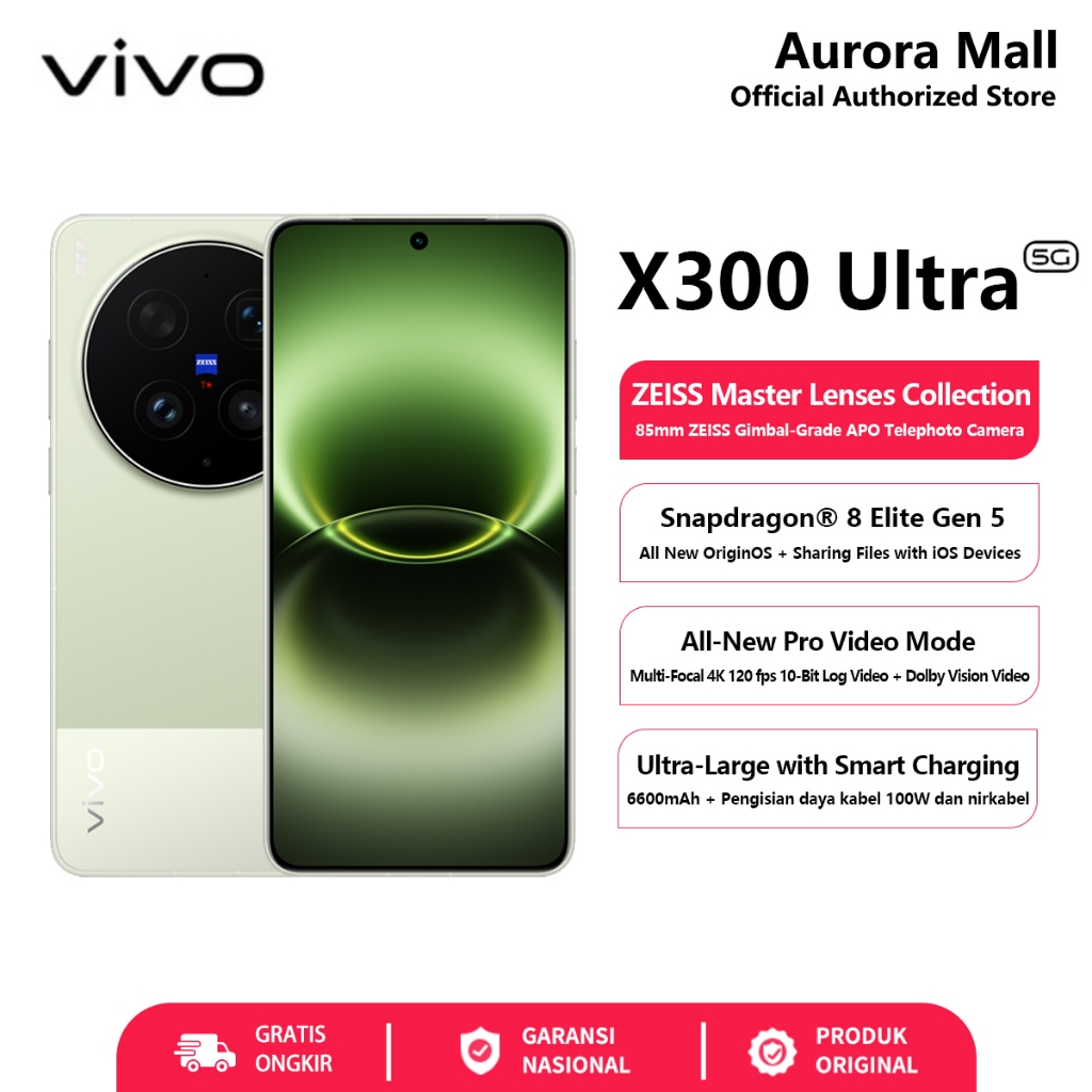 Vivo X300 Ultra 5G 16/512GB RAM 16GB+16GB Extended NFC Official Store HP Android Terbaru Handphone