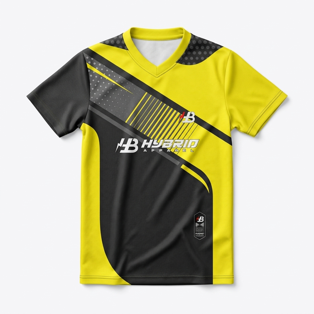 Hybrid Apparel Jersey Yellow Black Baju Olahraga Voli Basket Style Casual