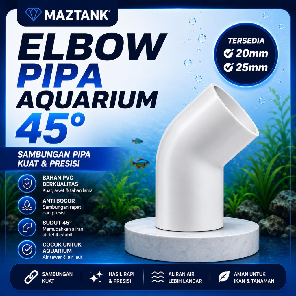 Elbow Pipa Aquarium 45 derajat - Elbow Pipa Out 45 deg - Elbow Pipa Aquarium 45 derajat - Elbow Aqua
