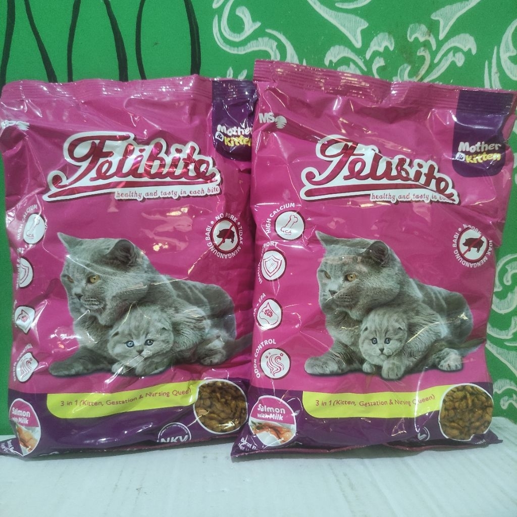 Felibite Mother Kitten 1kg (2x500gr) Rasa Ikan Makanan Kucing Anak Kucing Dewasa Original