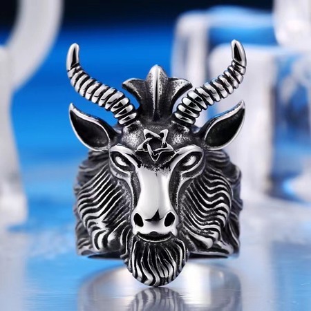 Cincin Kepala Kijang Rusa Banteng Adjustable / Cincin Kepala Hewan Pria Ukuran Bisa Disesuaikan / Ci