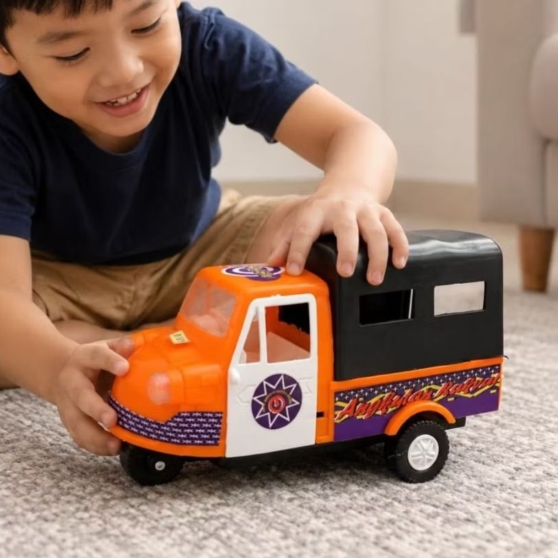 Mainan bemo antik - miniatur becak motor edukasi - anak edukatif