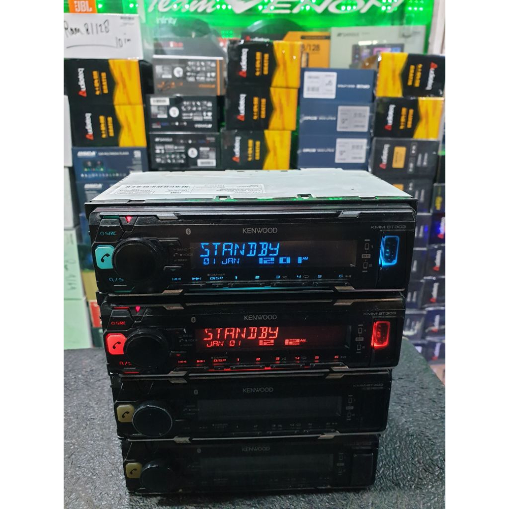Head Unit Single Din KENWOOD KMM-BT303 Bluetooth USB Aux Radio FM AM