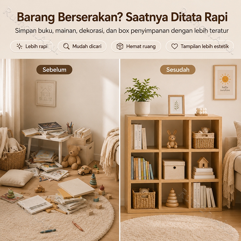Rak Buku Kayu Minimalis Rak Pajangan Kayu Rak 6/8 Susun Serbaguna Lemari Buku Kayu Lemari Buku Susun