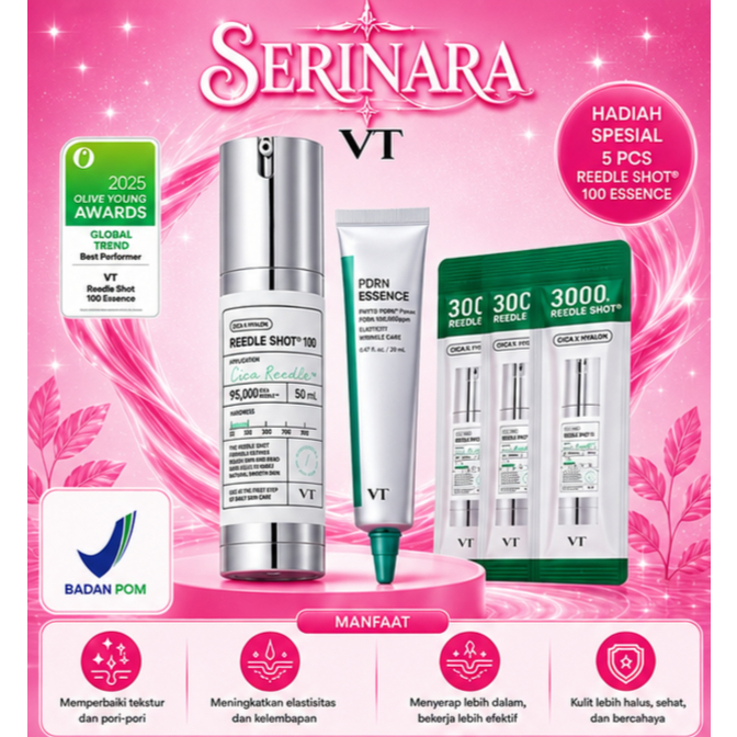 [SKINCARE SERUM KOREA'] VT Cosmetics Reedle Shot 100 Cica x Hyalon Serum Essence Micro Needle Origin