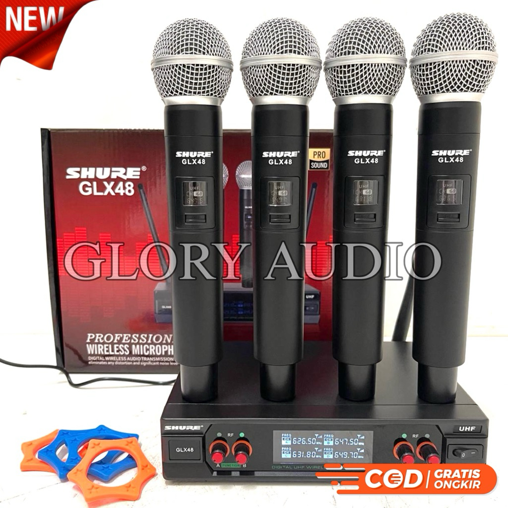 MIC WIRELESS SHURE GLX 48 ORIGINAL 4 CHANNEL 4 PCS MIC
