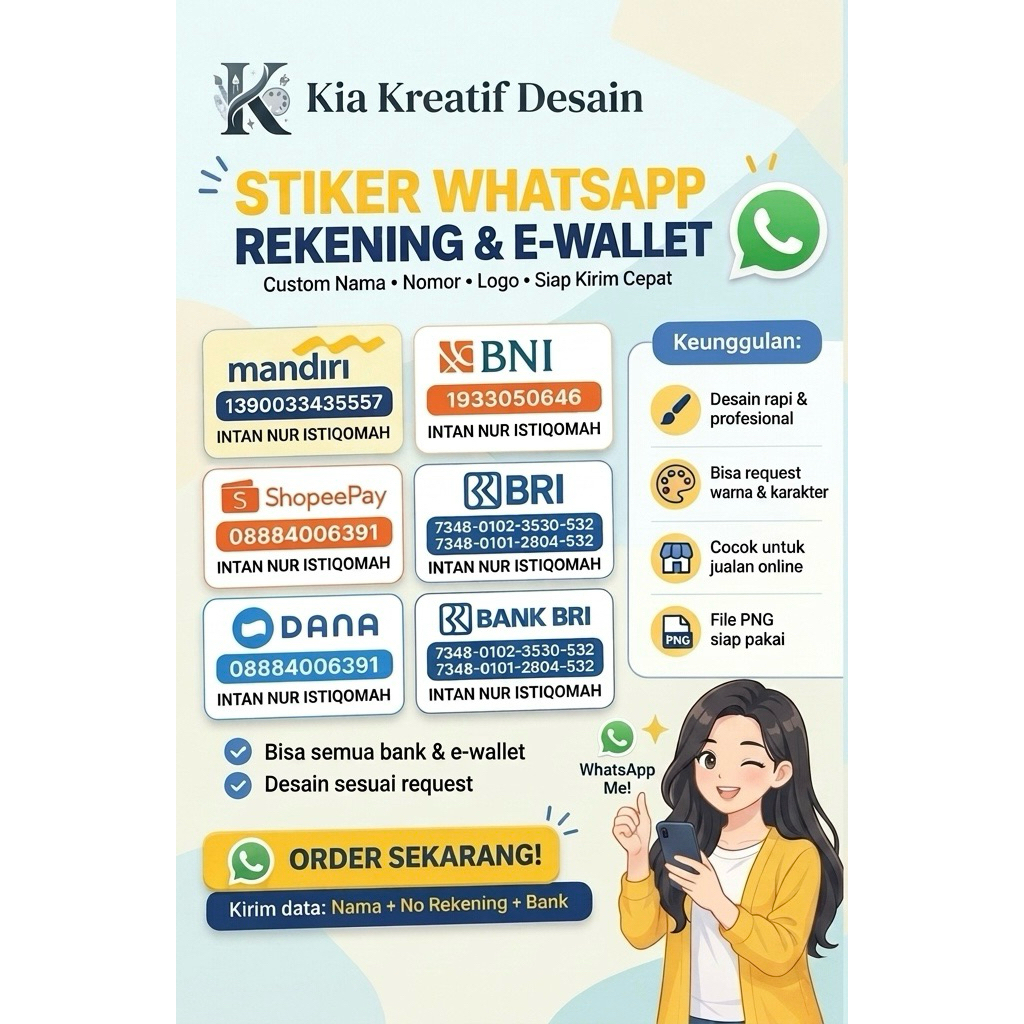 Stiker WhatsApp dan rekening bank Ewallet