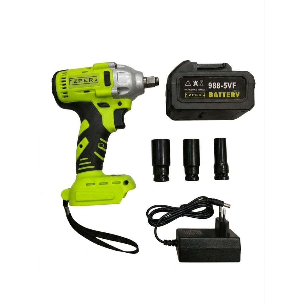 Zper Impact Wrench Brushless 400 nm /  550 Nm wireless bor listrik cordless 988 21V 10 Cell