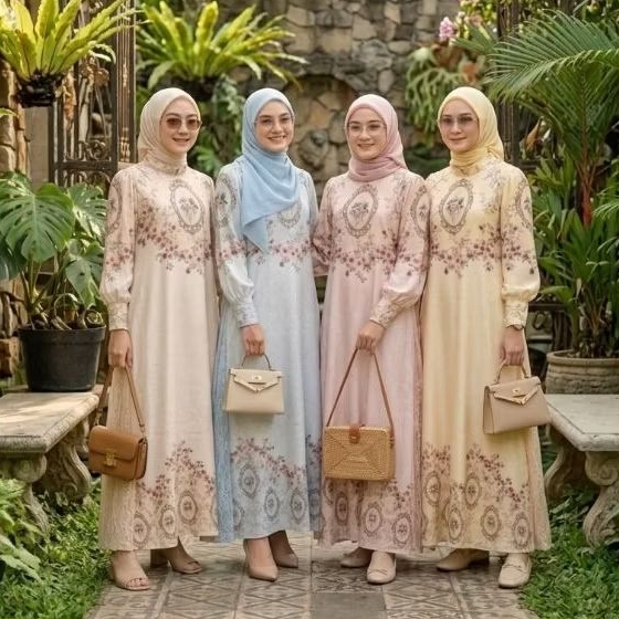 BUTIKCANTIKHIJAB _ SAMEERA SILKY TILE DRESS PRINTING GAMIS PREMIUM MURAH