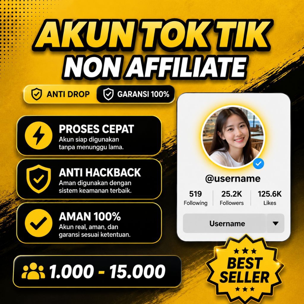 Akun Non Afiliate Tok Tik Real Indonesia 1K s/d 15K Followers Bisa live